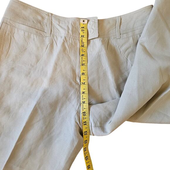 Larry Levine Petite Beige Linen Capri Dress Pants Trousers Size 12P - Picture 6 of 7